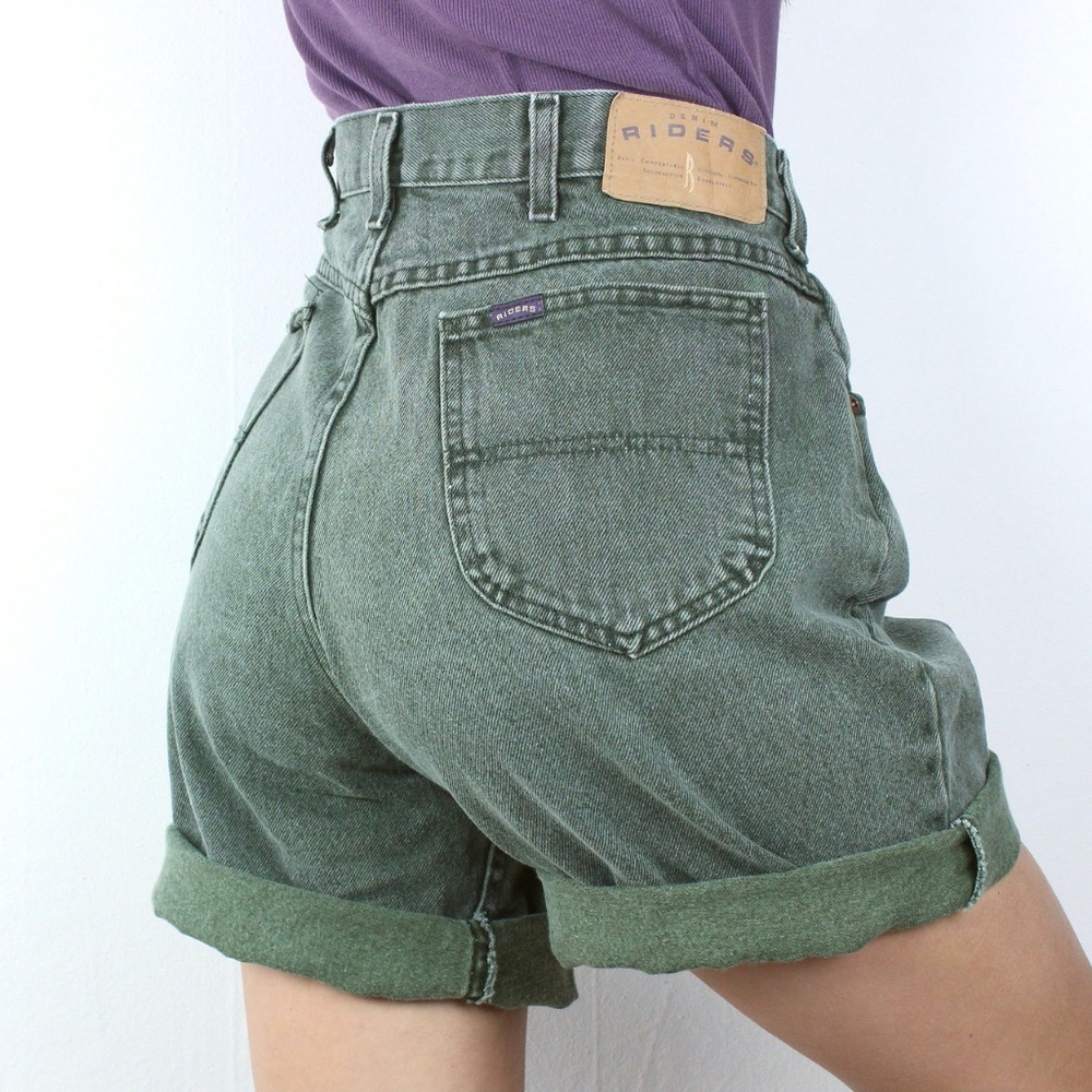 Unisex Vintage Union Made High Waist Lee Jean Shorts Green Earth Tone 40